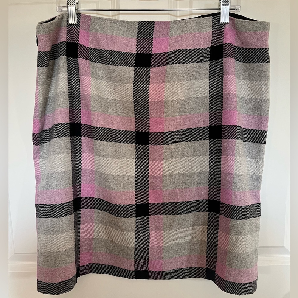 Talbot’s Pink, Black, and Grey Plaid Skirt Size 16